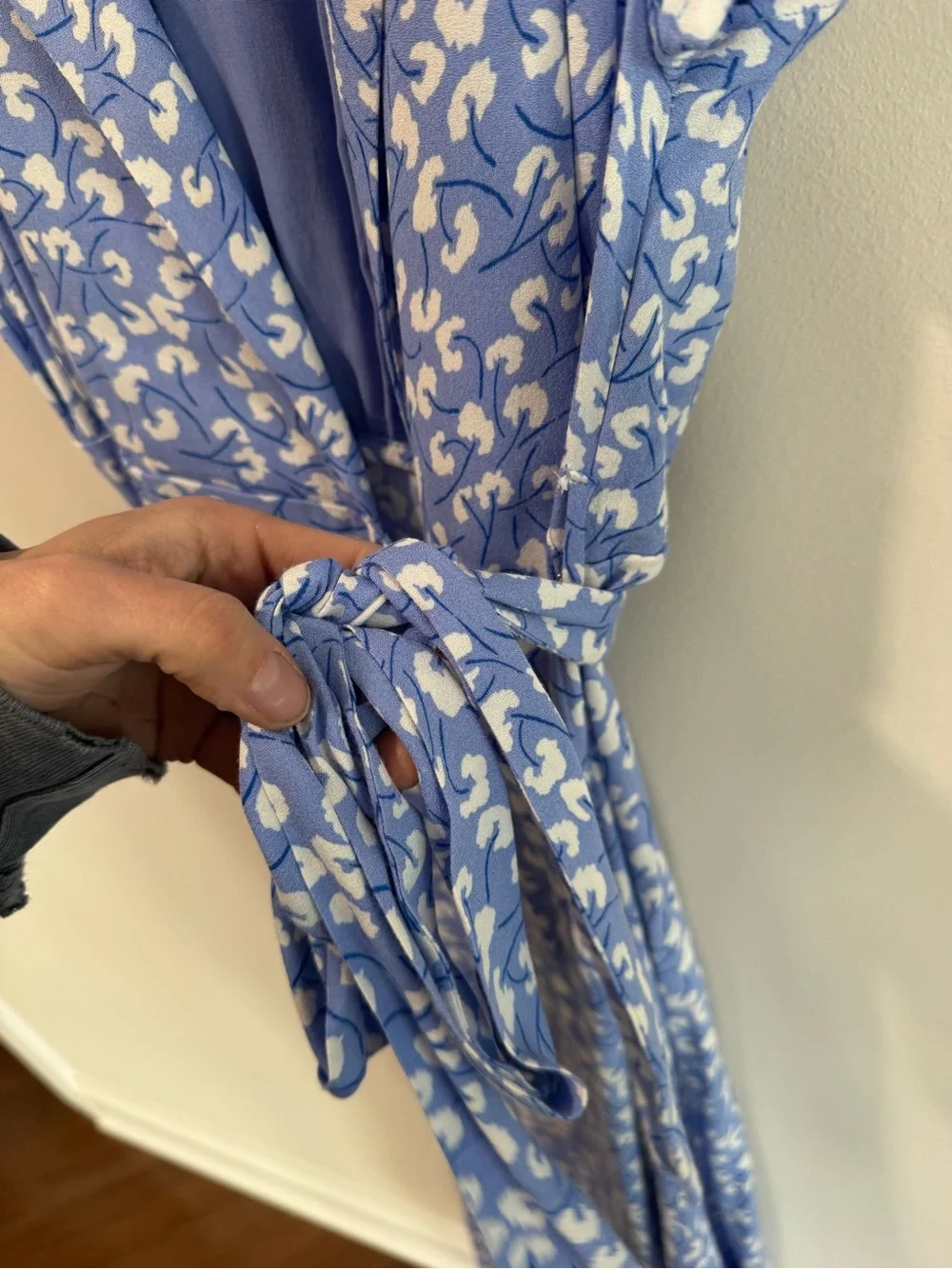 Free People Blue and White Floral Wrap Maxi Dress